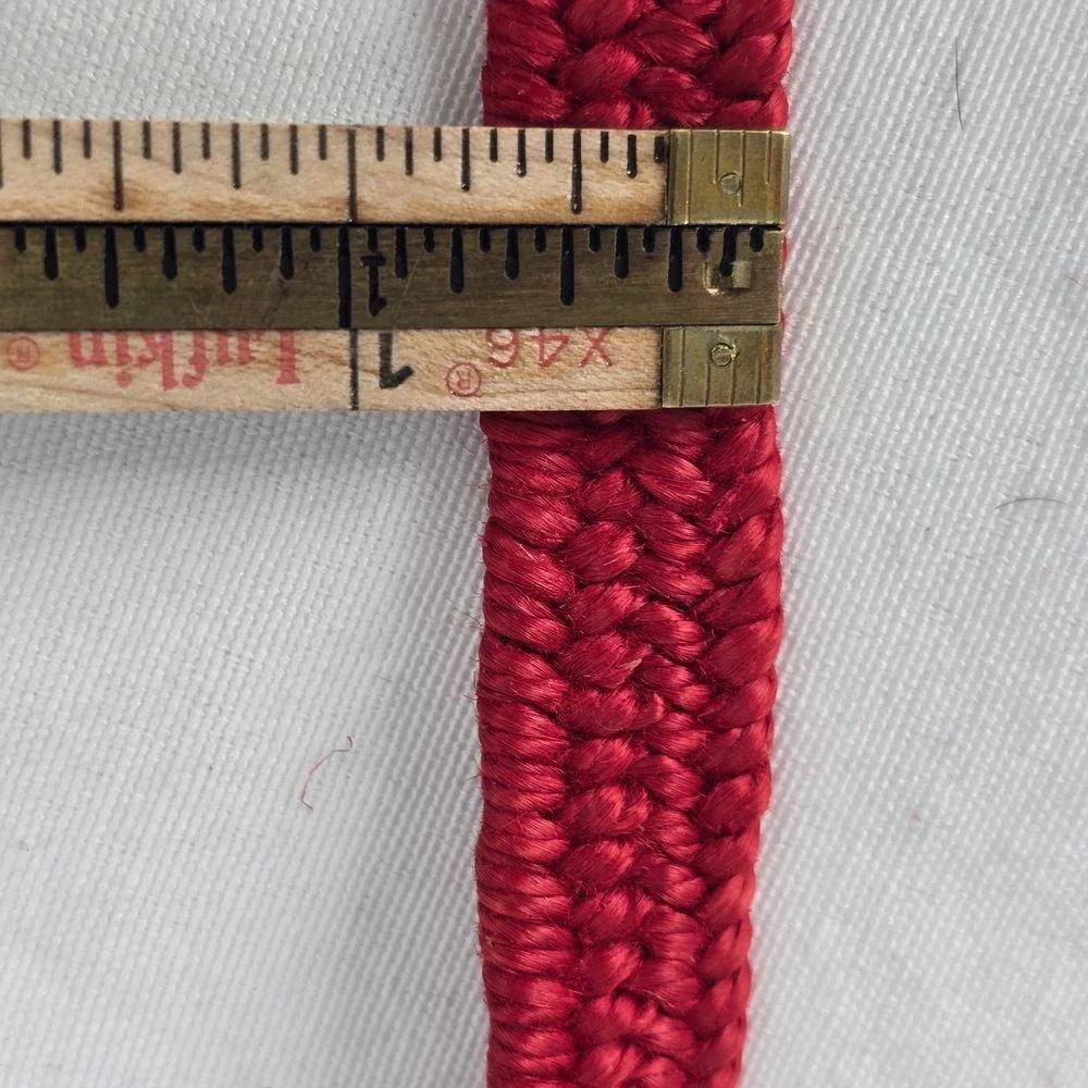 Vintage Red Woven Braided Skinny Belt Gold Horseshoe Buckle Adjustable Cinch‎
